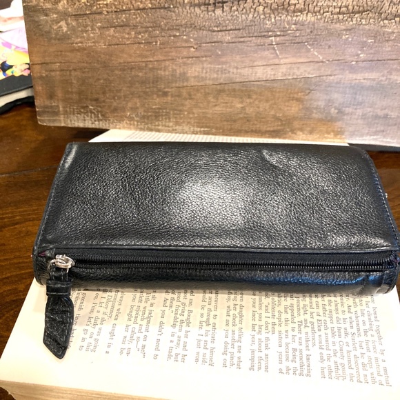 Coach Black Leather Trifold Credit Card Long Wallet - Picture 4 of 9